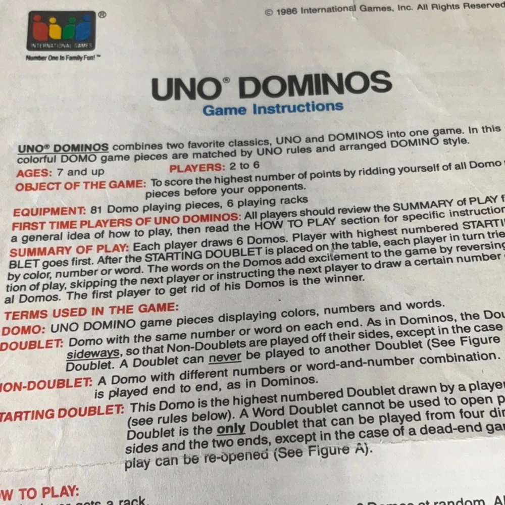 Vintage Uno Dominos by International Games A Whole New Dimension of UNO Fun!
